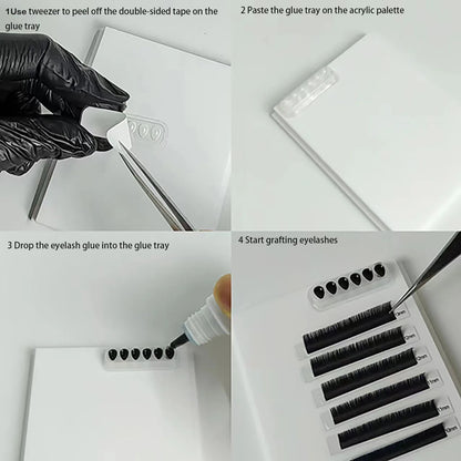 50PCS=1BOX Self Adhering Eyelash Extension Lash Glue Tray Wells Fan maker Private Label  Available
