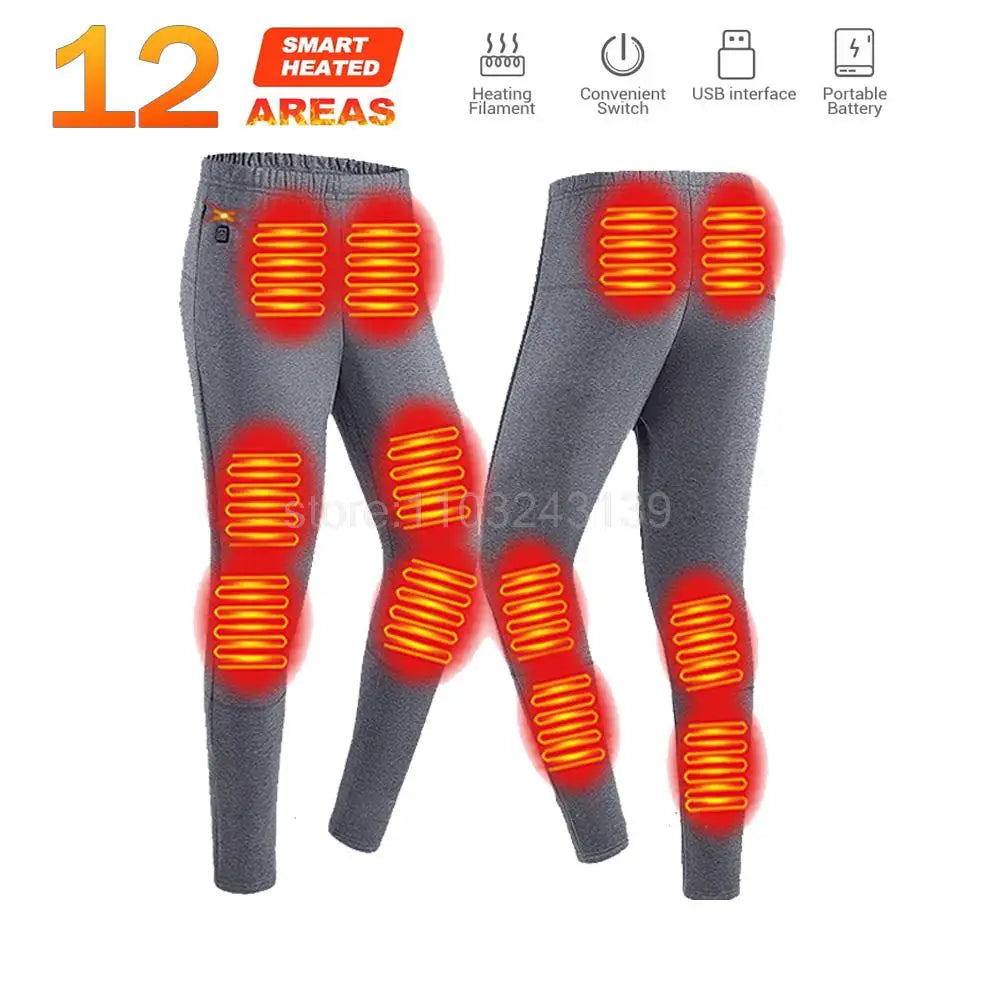 Winter Heated Thermal Underwear Men Heating Jacket Skiwear Heated Jacket Fleece Warm Top Pants USB Electric Heating Clothing