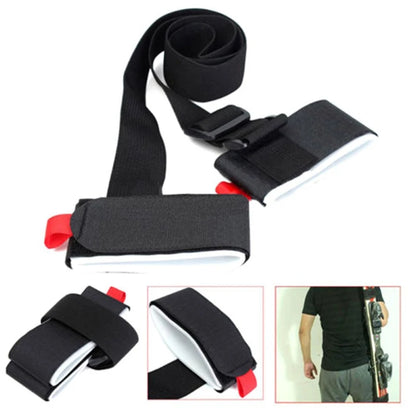 New Skiing Pole Shoulder Hand Carrier Lash Handle Straps Adjustable Buck Hook Loop Protecting Black Nylon Ski Handle Strap Bag