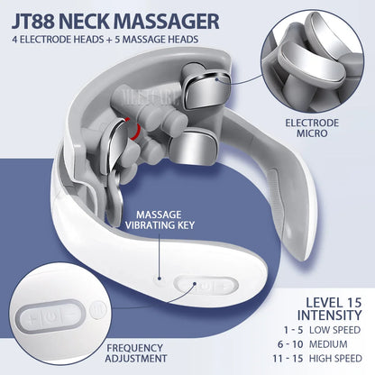Smart Back Neck Massager TENS Pulse Shoulder Neck Massage Cervical Heating Relieve Pain Muscle Health Care