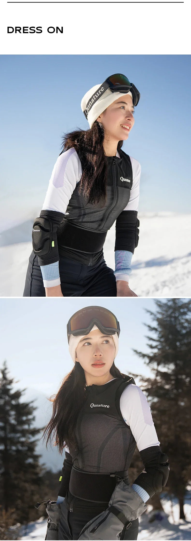 Qunature Winter Ski Vest CE1 Level Anti-Collision Waist Protector Sports Vests Protection Adults Vest Anti-Fall Vest Jackets