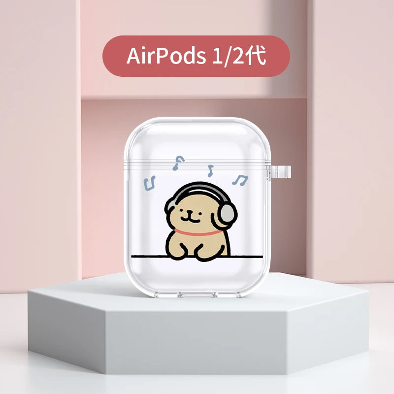 Cute Puppy Pattern Dog Earphone Cases for Apple AirPods4 1/ 2/ 3/ Pro Protective Cover Headphone Accessorie Protective Box
