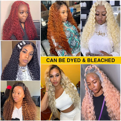 30-36 Inch 360 Full Invisi Strap Drawstring Sung Hd Lace 250 Density Water Kinky Curly Deep Human Hair Wig Black Glueless