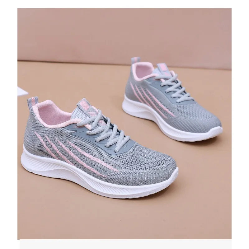 Women's Lightweight Running Shoes Summer Breathable Lace-Up Gym Walking Training  Cushioned Sole Non Slip Fatigue Relief Casual