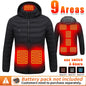 9 Areas Heated Jacket USB Electric Self Heating Jacket for Men Women Winter Cotton Coats Ski Hunting Down Jacket Heated Clothing