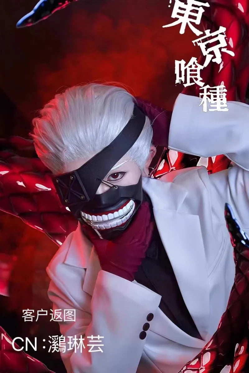 Tokyo Ghoul Mask Anime Kaneki Ken Cosplay Masks Halloween Party Masks Cosplay Ghoul Kinkiken Zipper Mouth Mask Scary Masque