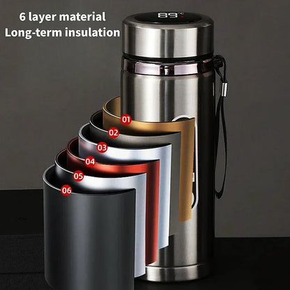 StainlessSteel Thermos Bottle with LED Temperature Display, 500-1000ML