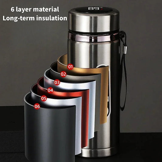 StainlessSteel Thermos Bottle with LED Temperature Display, 500-1000ML