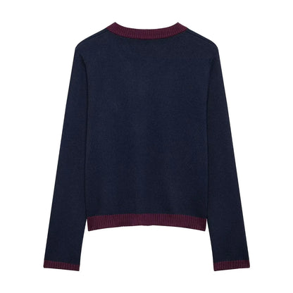 TRAFZA Autumn Fashion Women Sweater Coats Solid O-Neck Long Sleeves Pockets Buttons Single Breasted Female Casual Knitted Coat