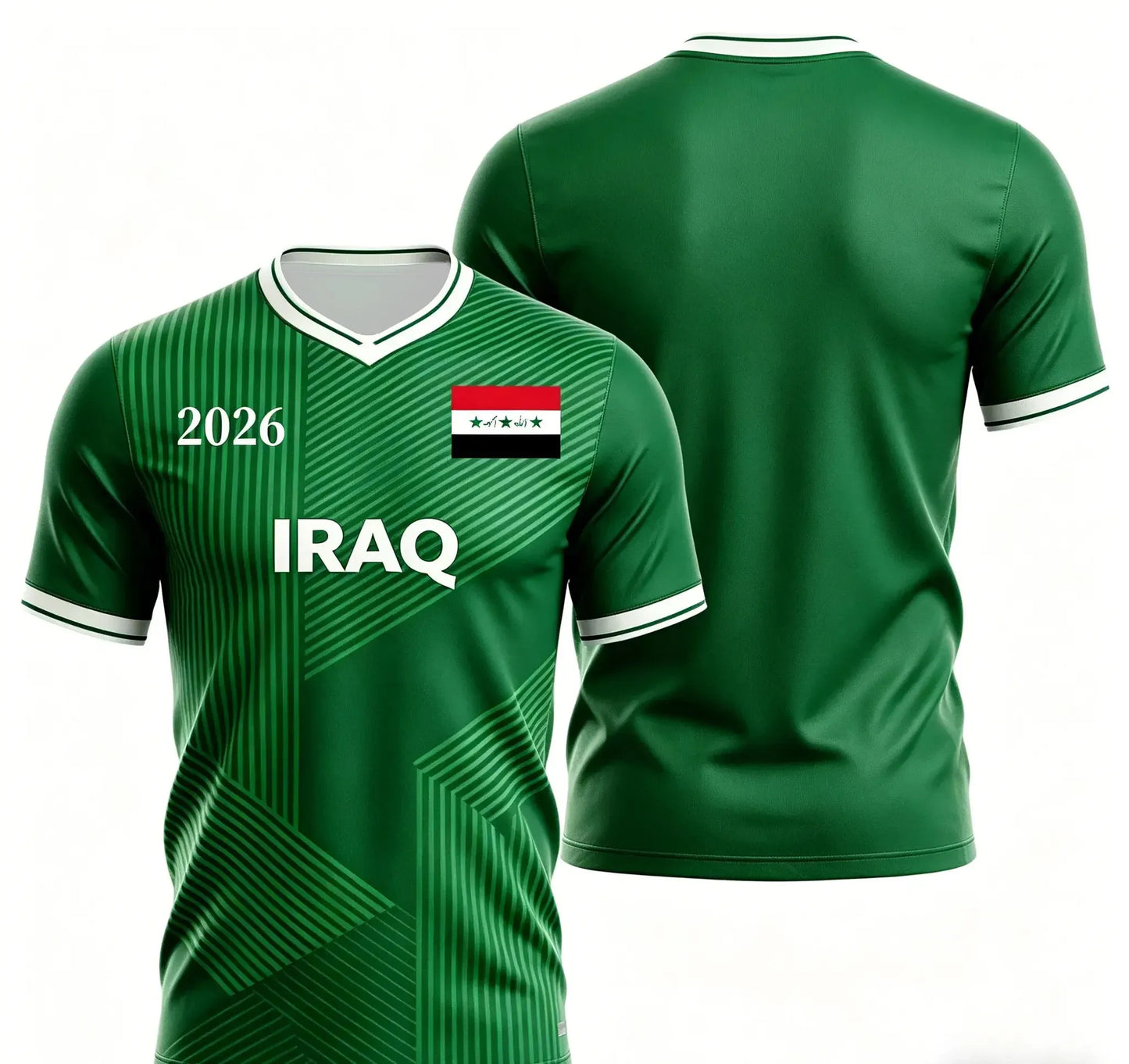 Iraq Style 2026 Special Fan Jersey, Green Flag Print Soccer Shirt, Lightweight Breathable Sports Top for Men, Fans & Collectors