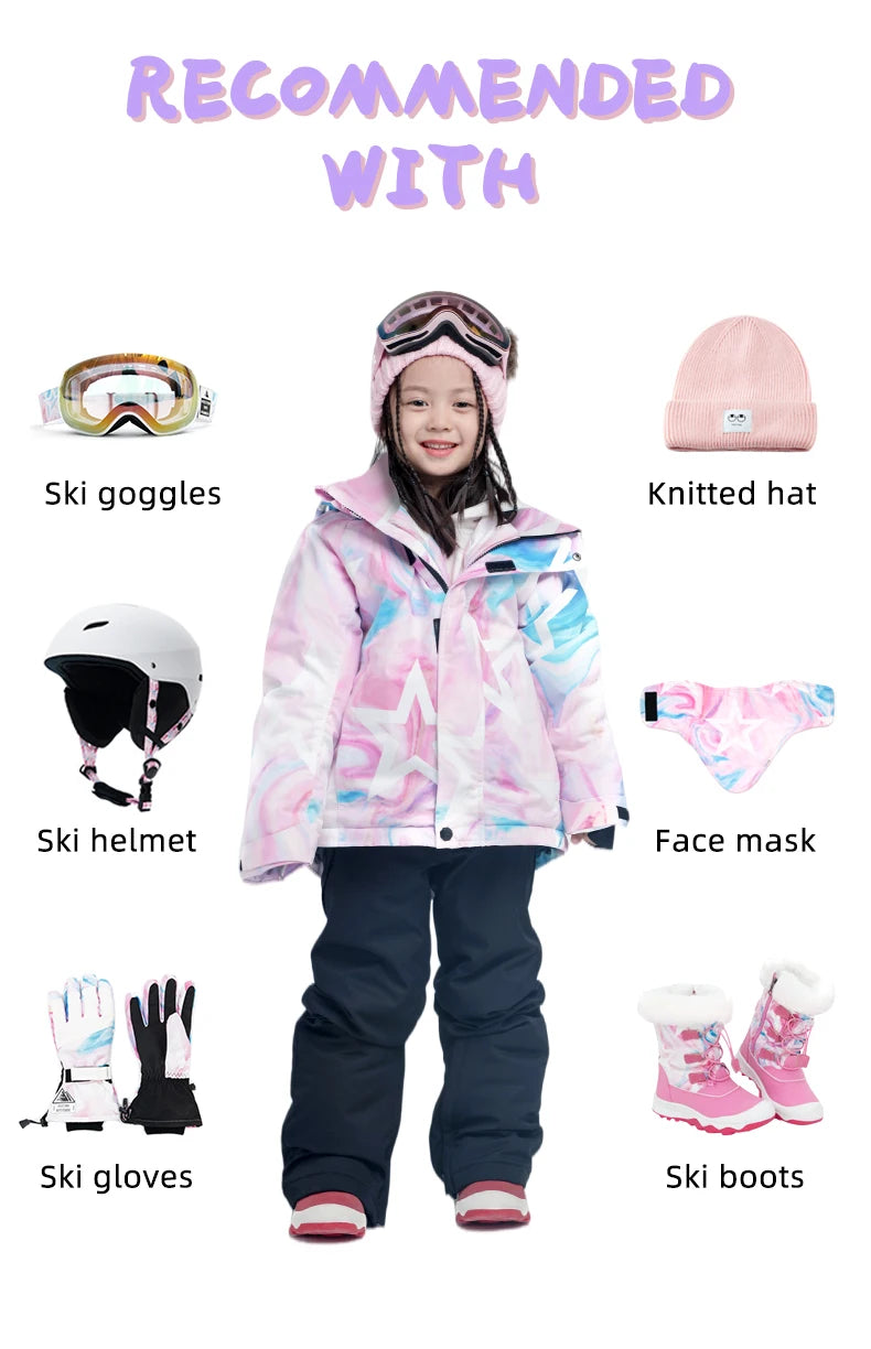 VECTOR Ski Professional Children's Ski Jacket Warm Waterproof Boys Girls Outdoor Skiing Snowboarding Winter Ski Kids