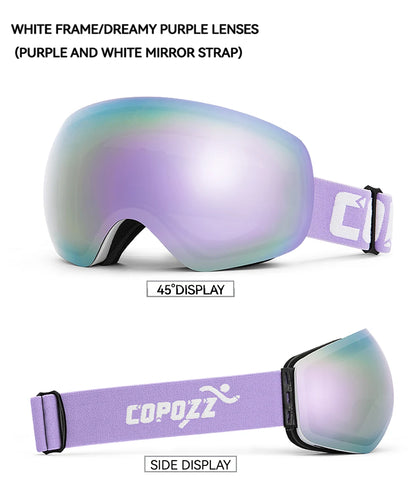Frameless Anti-Fog Ski Goggles Night Lens Box Set 100% UV400 Protection Ski Snowboard Anti-Slip Strap Snow Goggles for Men Women