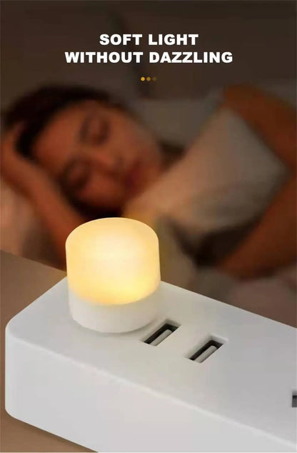 USB Night Light Mini LED Night Light USB Plug Lamp Power Bank Charging USB Book Lights Small Round Reading