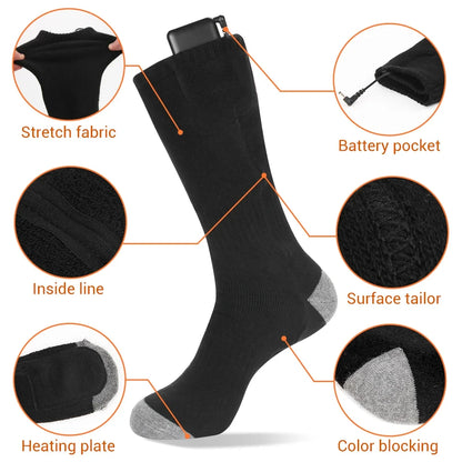Winter Heated Sock Rechargeable Battery Stocking Men Women Electric Heating Ski Socks Sports Thermal Warmer Foot