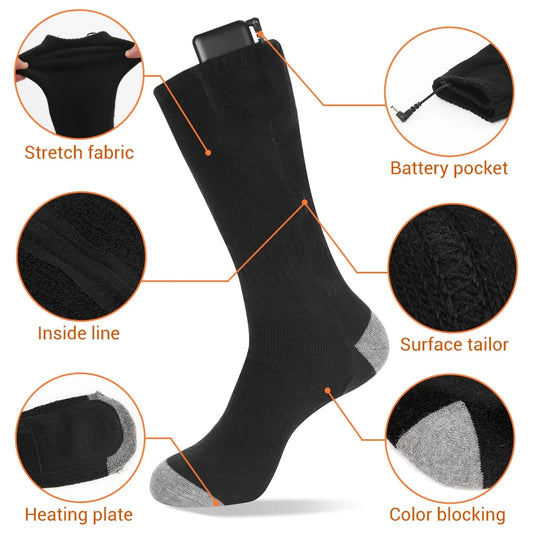 Winter Heated Sock Rechargeable Battery Stocking Men Women Electric Heating Ski Socks Sports Thermal Warmer Foot