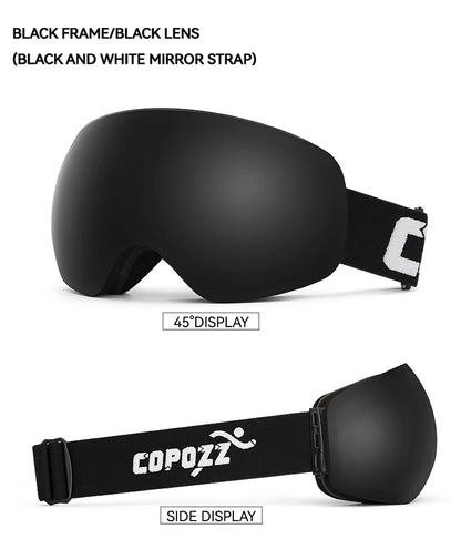 Frameless Anti-Fog Ski Goggles Night Lens Box Set 100% UV400 Protection Ski Snowboard Anti-Slip Strap Snow Goggles for Men Women