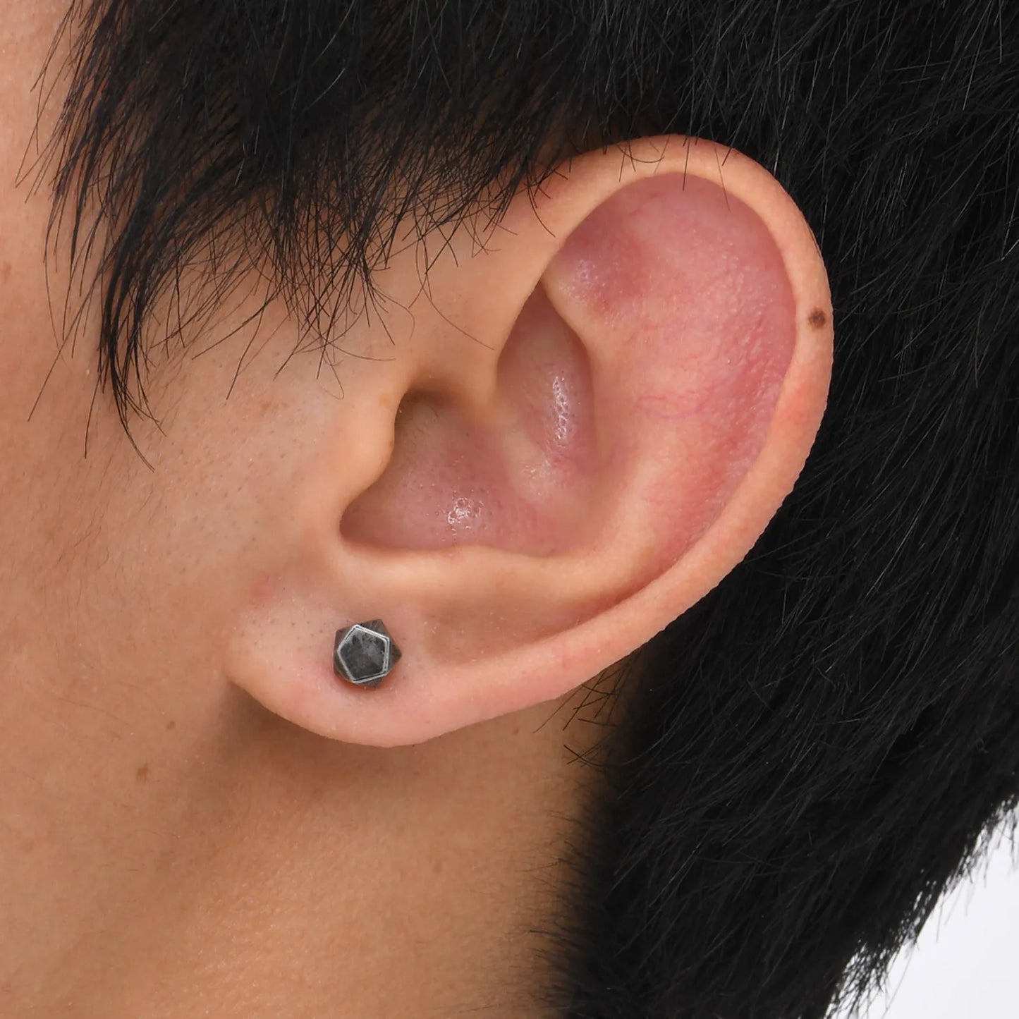 Retro Grey Stud Earrings for Men Boys,Anti Allergy Stainless Steel Ear Studs,Rock Punk Jewelry Anniversary Birthday Gifts