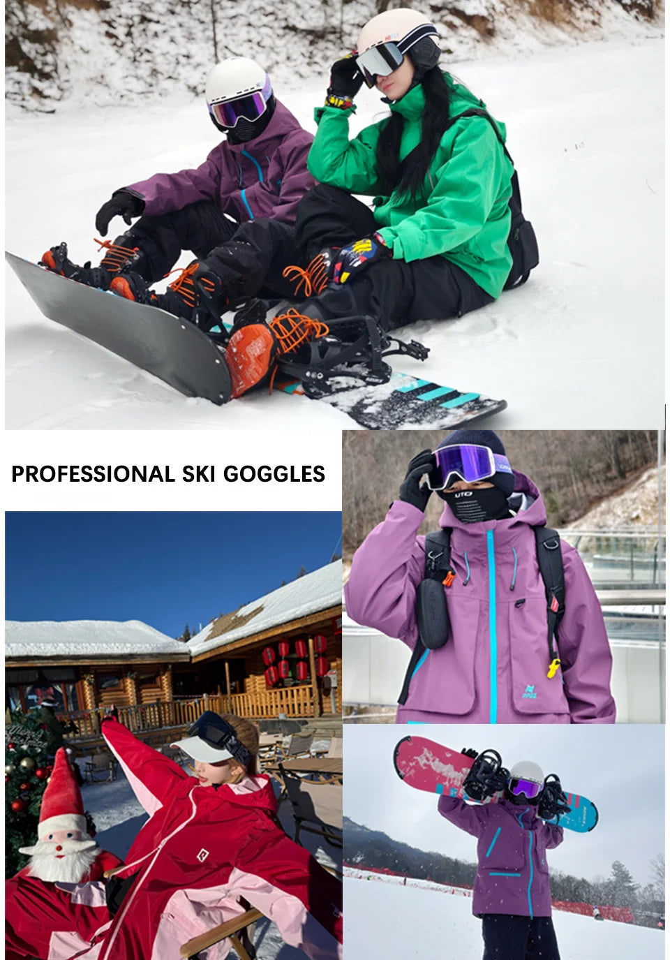 Vozapow Ski Goggles Magnetic Double Layer Anti Fog Professional Skiing Mask Men Women Super View Snowboard UV400 Snow Sunglasses