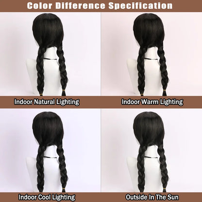 26 Inch Synthetic Black Braided Wig Hair With None Lace For Party Cosplay Daily Use Music Festival Christmas Halloween