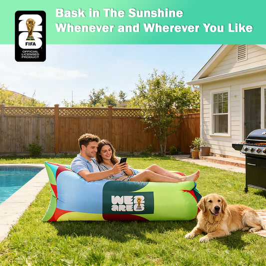 FIFA World Cup 2026 Inflatable Sun Lounger, Air Sofa Hammock Inflatable Couch for Camping Backyard Lakeside Balloon