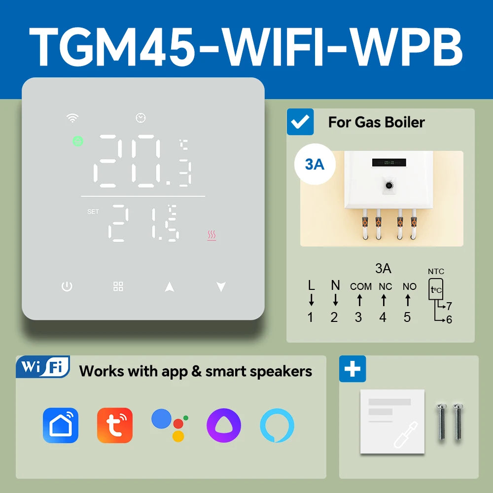 Beok Tuya Wifi Heating Thermostat Smart Home Thermoregulator for Warm Floor Gas Boiler Water Heating Work with Google Alexa