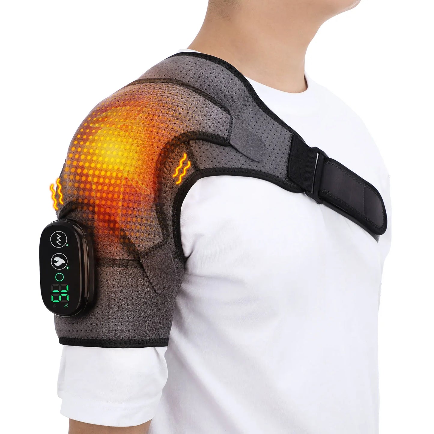 Electric Heating Shoulder Brace LED Display Vibration Shoulder Massage Support Belt Strap For Joint Brace Care Muscle Relaxation
