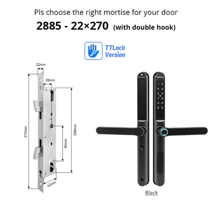 Waterproof TTLock Outdoor Gate Fingerprint Bluetooth APP RFID Code Keyless Electronic Smart Door Lock for Glass Aluminum Sliding