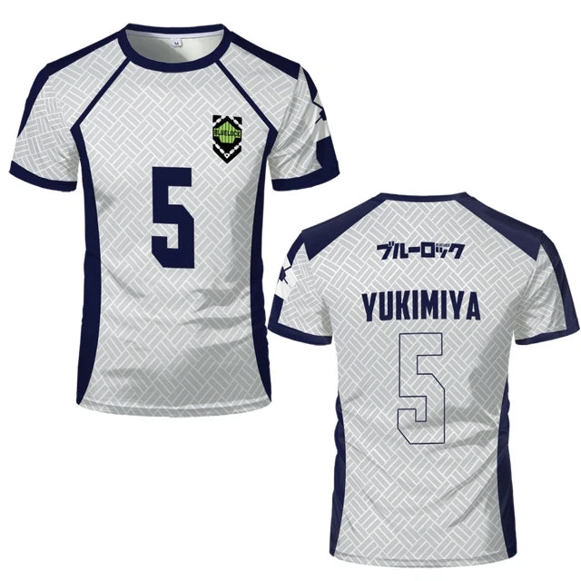 2026 Summer New Men's Blue Lock Anime Football Shirt T-shirt Women's Round Neck Sports Top Casual Short Sleeve T-shirt
