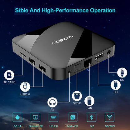 Android 14 TV Box Bluetooth 5.2 ATV 8K 4K Set Top Box 4GB 64GB AV1 S905W2 Quad Core 2.4G&5G Dual WIFI Voice Remote Media PlayerStreaming & Home Media PlayersGoWisse.com