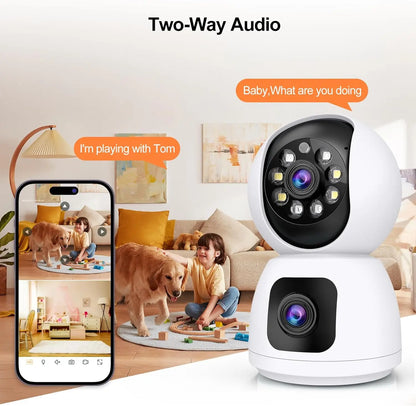 8MP Dual Lens Tuya 5G WIFI IP Camera 4K HD Dual Screen PTZ Home Security Camera Auto Tracking Indoor Wireless Video Surveillance