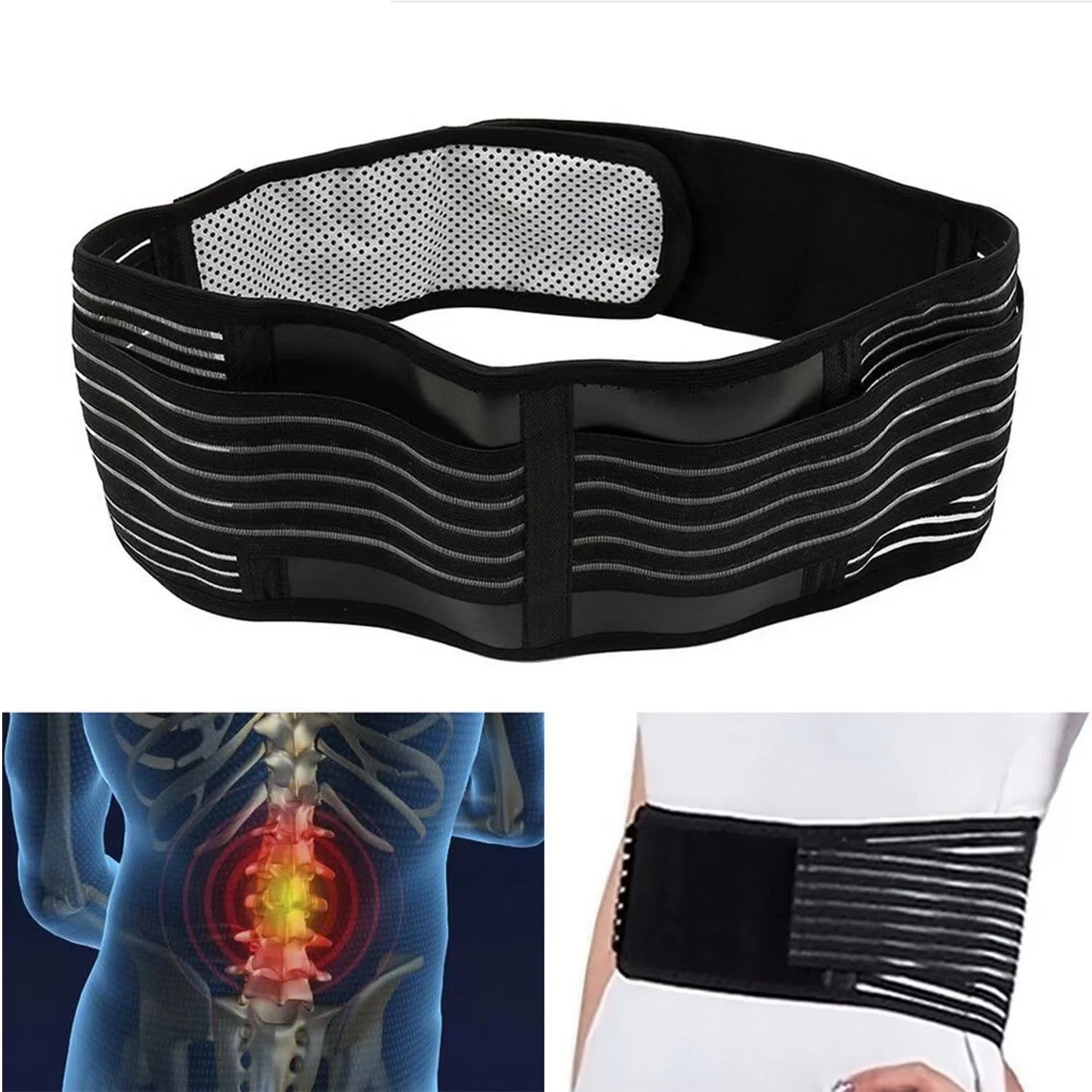 1Pcs Adjustable Neoprene Double Pull Lumbar Support Lower Back Belt Brace Pain Relief Band Waist Belt