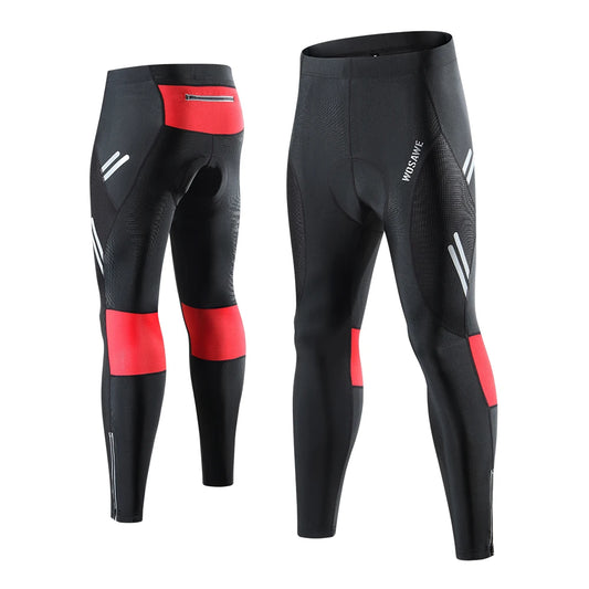 WOSAWE Men Cycling Tights Autumn Long Pants Shockproof Padded Tight Fitting MTB Bike Downhill Mountain Bicycle Leggings