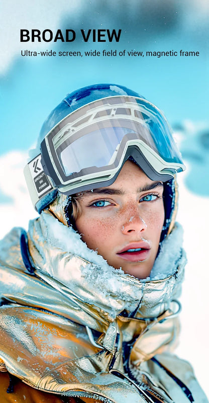 KAPVOE New Outdoor Photochromic Ski Goggles Winter Snow Sports for Unisex Snow Glasses UV400 Anti-fog Magnetic Snowboard Glasses