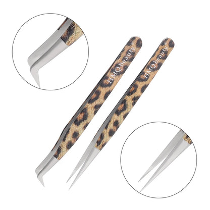 Leopard Eyelash Tweezers Stainless Steel High Quality Lash Tweezer For Lashes Extension Anti-Static 3D Accurate Clip Makeup Tool