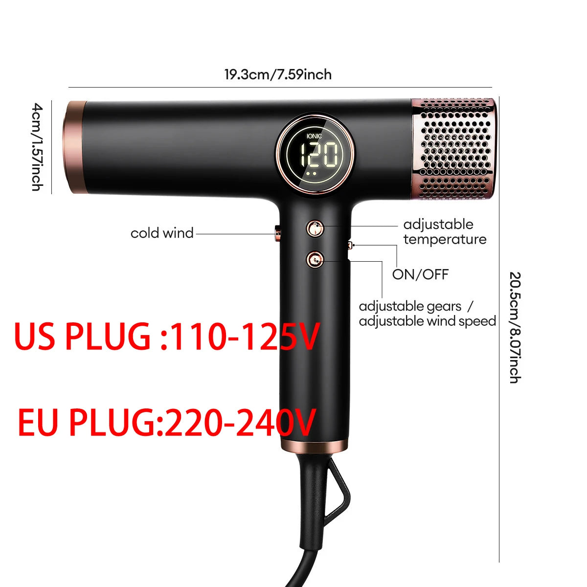 Top Selling 1800W High Power Brushless Professional Salon Hair Blower Dryer BLDC Motor High Speed Negative Ionic Hair Dryer