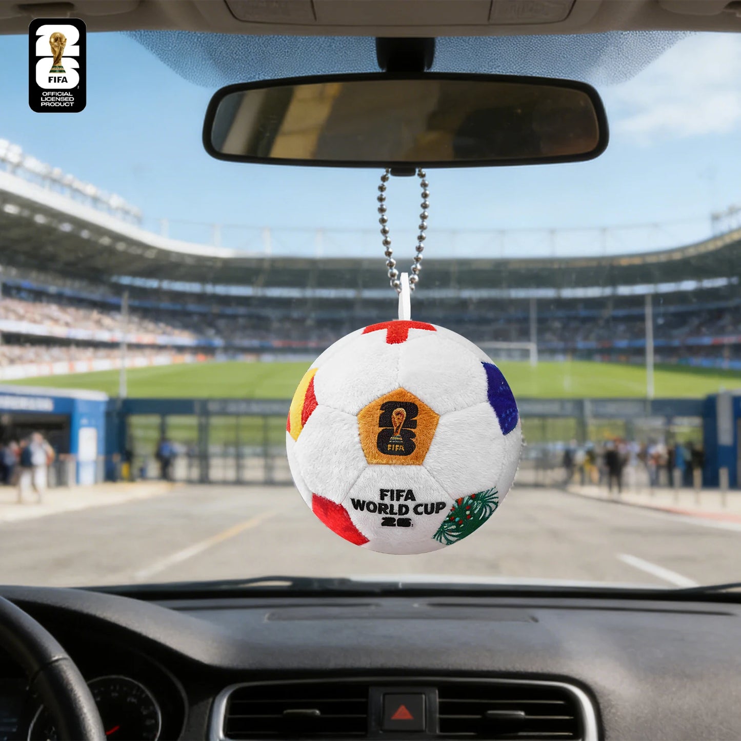 Official Authentic 2026 FIFA World Cup Soccer Ball Plush Keychain, World Cup Soccer Ball Backpack Charm, Rearview Mirror Pendant