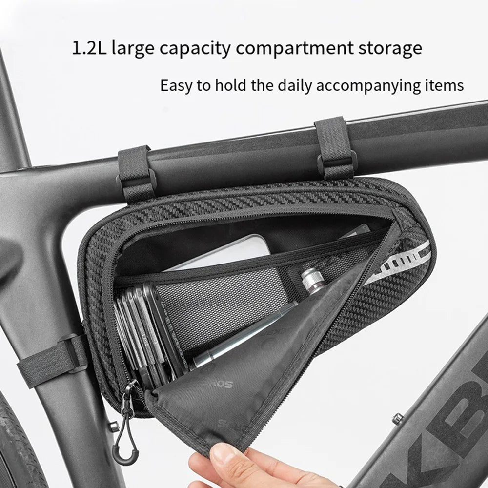 ROCKBROS Bike Saddle Bag MTB Road Cycling Reflective Twill Top Tube Triangle Bag Bicycle Handlebar Pouch Frame Front Tube Bag