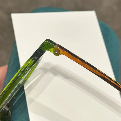 Retro Small Frame Presbyopia Glasses Oval Frame Green Tortoiseshell Reading Glasses Blue Light Blocking Eye Protection Eyewear