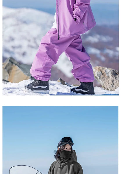 John snow 2024 New Male female couple Single and double board Ski suit set Loose type waterproof keep warm Ski pants ski jackets