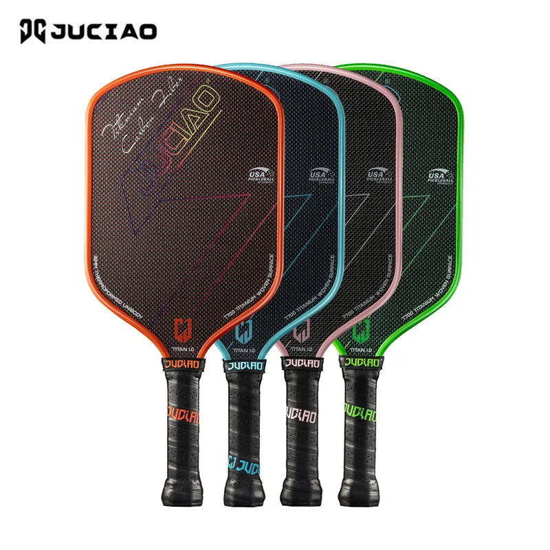 JUCIAO T-Titanium Pickleball Paddle Carbon Fiber Pickleballs For Spin And Control Foam  Injected Edges Thermoformed Pickleball