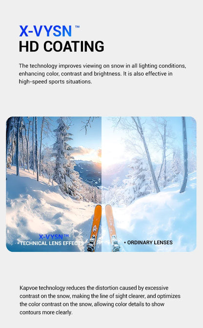 KAPVOE New Outdoor Photochromic Ski Goggles Winter Snow Sports for Unisex Snow Glasses UV400 Anti-fog Magnetic Snowboard Glasses