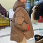 Schinteon Women Down Jacket Casual Loose Over Size Warm Autumn Winter Outwear White Duck Down with Hood Fashion Coat 2024 New