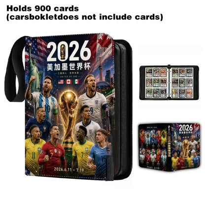 2026 World Cup Football Star Ronaldo Messi Mbappé 400/900pcs Album Book Folder Card Slots Collections Zipper Card Binder Holder