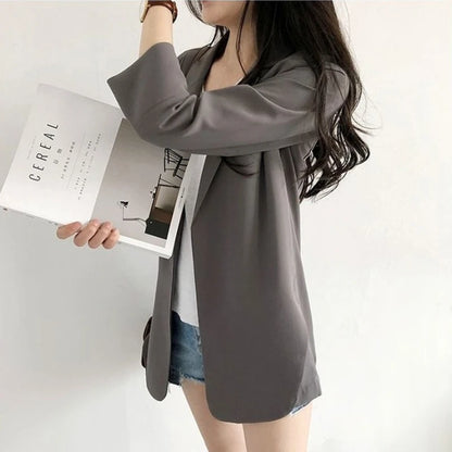 Spring Women Thin Blazers Sun Protection Suit 2025 Female Summer Black Blazer Three Quarter Sleeves OL Slim Coats Ladies Tops