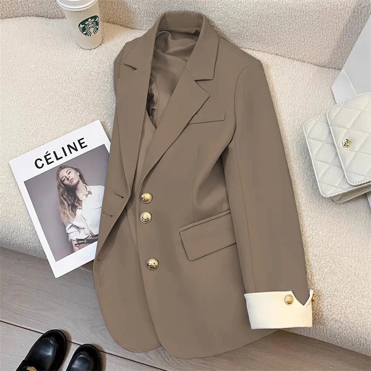 Autumn Winter Office Lady Blazer Jacket Women 2024 Fashion Long Sleeve Coat Woman Blazers Feminino New In Outerwears Casual