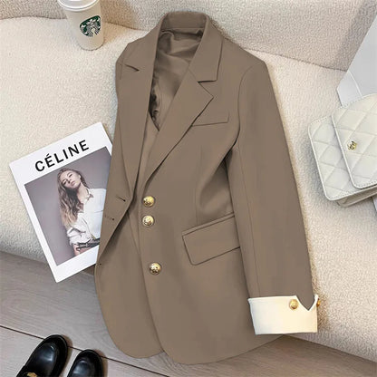 Autumn Winter Office Lady Blazer Jacket Women 2024 Fashion Long Sleeve Coat Woman Blazers Feminino New In Outerwears Casual