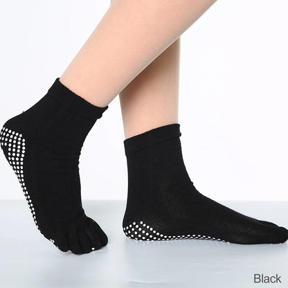 Women Colorful Yoga Socks Non-Slip Ladies Dance Socks Cotton Healthy Sports Five-toed Socks