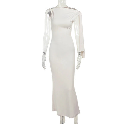 Women's Hot Sweetheart Long Dress New Fashion Asymmetric Temperament Slim Package Hip Simple Tie Dresses
