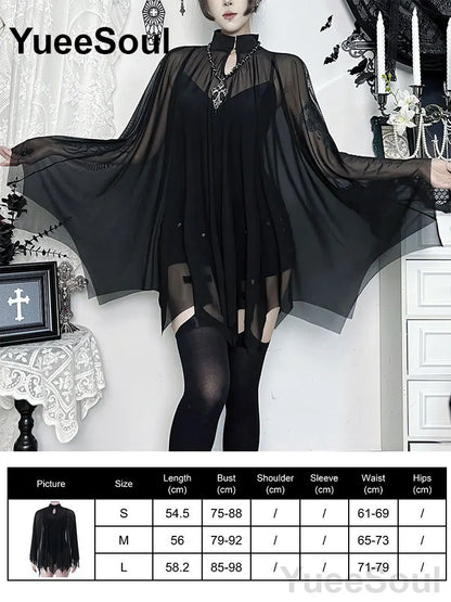 Halloween Gothic Grunge Punk Women Dress Long Sleeve Lace Slim Black Dresses 2025 New Y2K Harajuku Lolita Fairy Core Party Dress