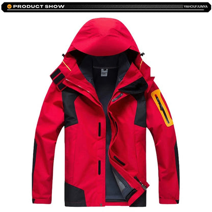 Winter Men Triple Windbreak Thick Warm Removable Hooded Jacket Men Autumn Hiking Outdoor Travel Camping Skiing Jacket Coat Male